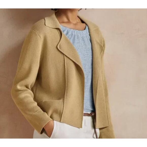 Poetry Cotton Open Collared Jacket Cardigan Sweater 10 M Cotton Edge to Edge - Picture 1 of 9